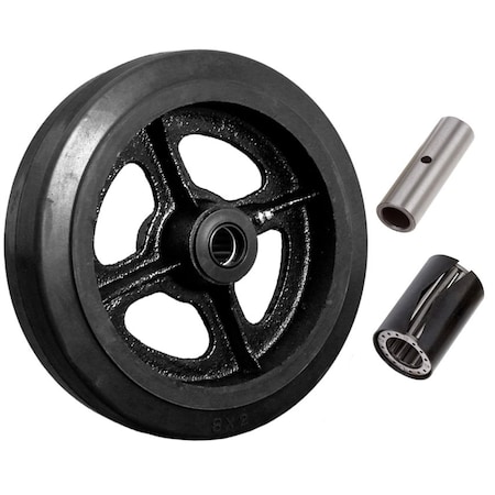 Casterhq 10"x2-1/2" Rubber on Cast Iron Wheel, 1,000 lbs cap. RCI10x212